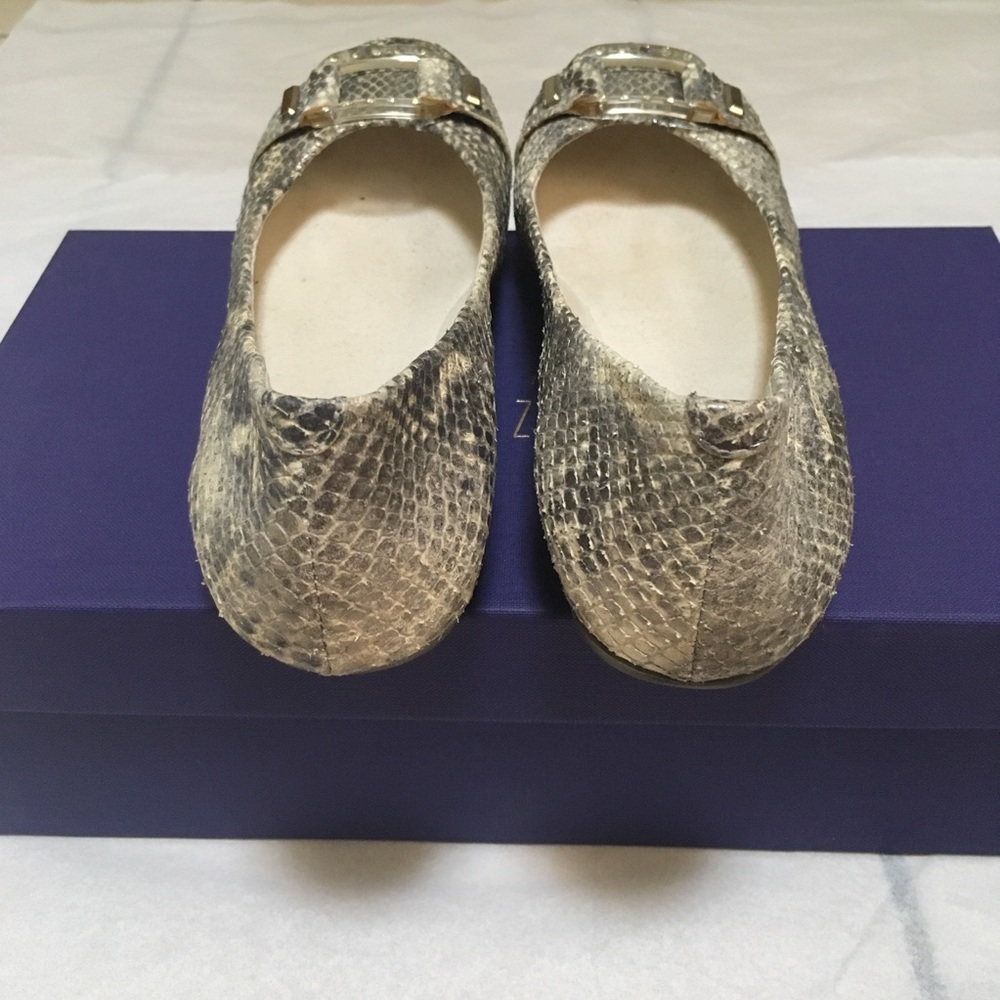 Stuart Weitzman Lucid Python-Embossed Flats - Picture 3 of 6